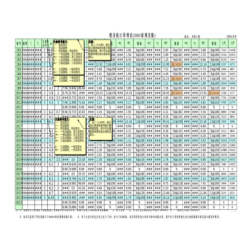 现浇板计算用表(2003)Excel-图一