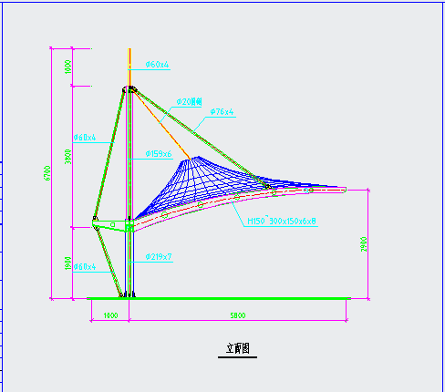 【最新】某汽车棚钢结构设计方案CAD图纸_图1