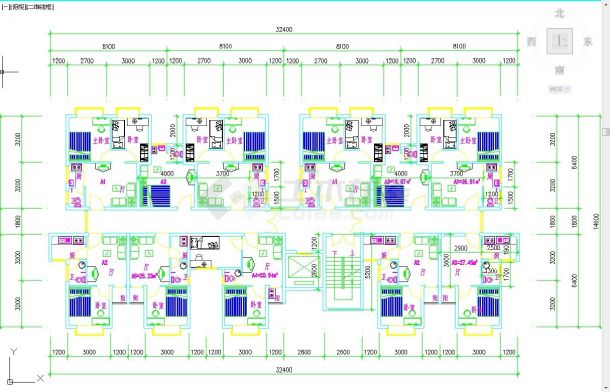 扬州市合川花园小区住宅楼的标准层平面设计CAD图纸（共5张）-图一