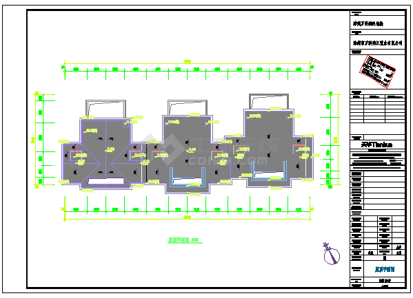 1000平米3层砖混结构连排商住楼平立剖面CAD设计图纸（1层商铺）-图一