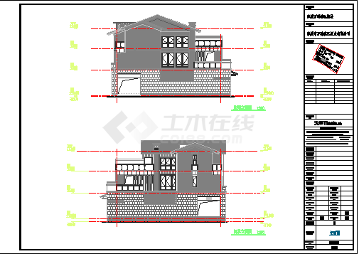 1000平米3层砖混结构连排商住楼平立剖面CAD设计图纸（1层商铺）-图二