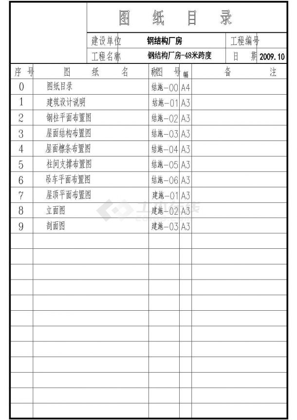 江苏某公司钢结构厂房工程CAD图-图一