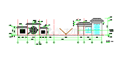 梁庙大门建筑图施工图低版本-图一