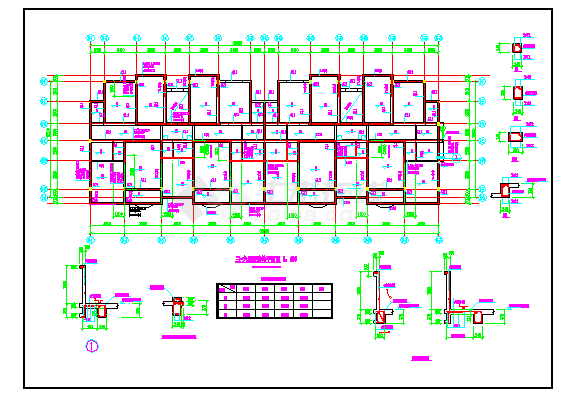 2600平米5+1层砖混结构住宅楼全套建筑设计CAD图纸-图一