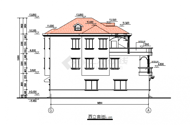 惠州市某现代化村镇328平米3层框混结构别墅平立剖面设计CAD图纸-图一