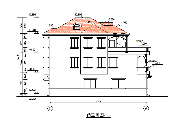 惠州市某现代化村镇328平米3层框混结构别墅平立剖面设计CAD图纸
