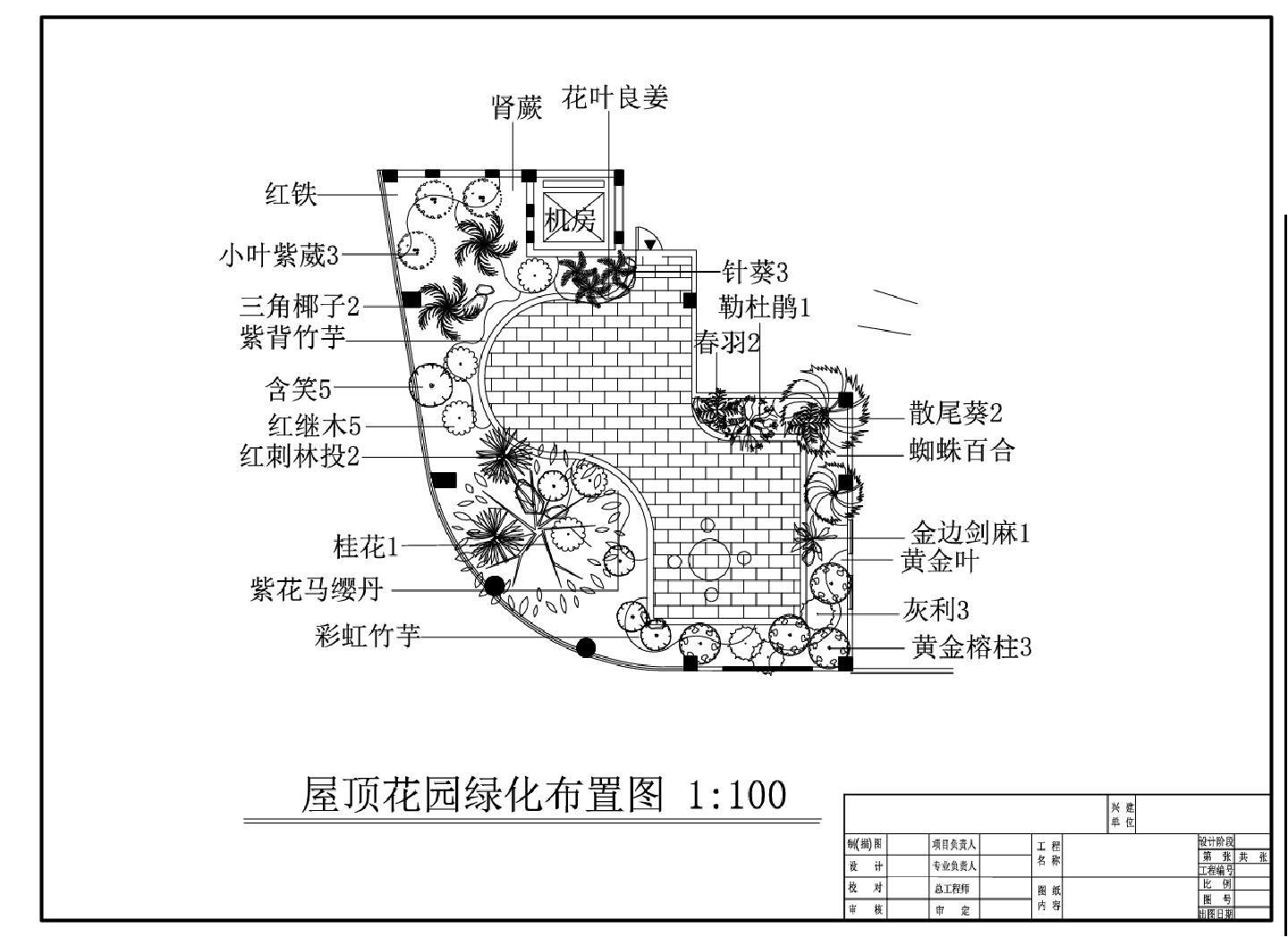 某酒店七楼花园绿化平面图布置图共3张图CAD