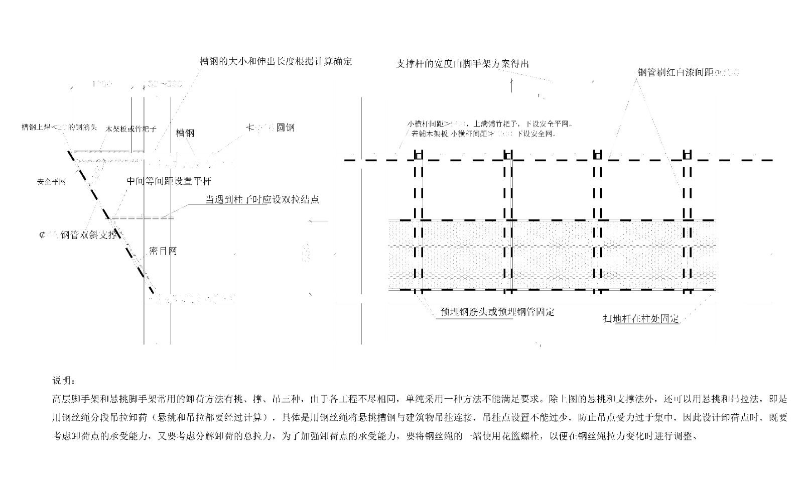 4.31型钢悬挑处双斜支撑系统示意图