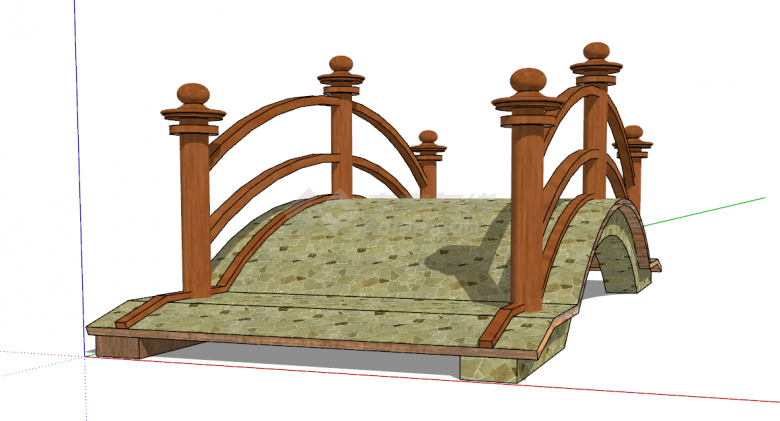 新中式风格拱桥SU模型设计-图一