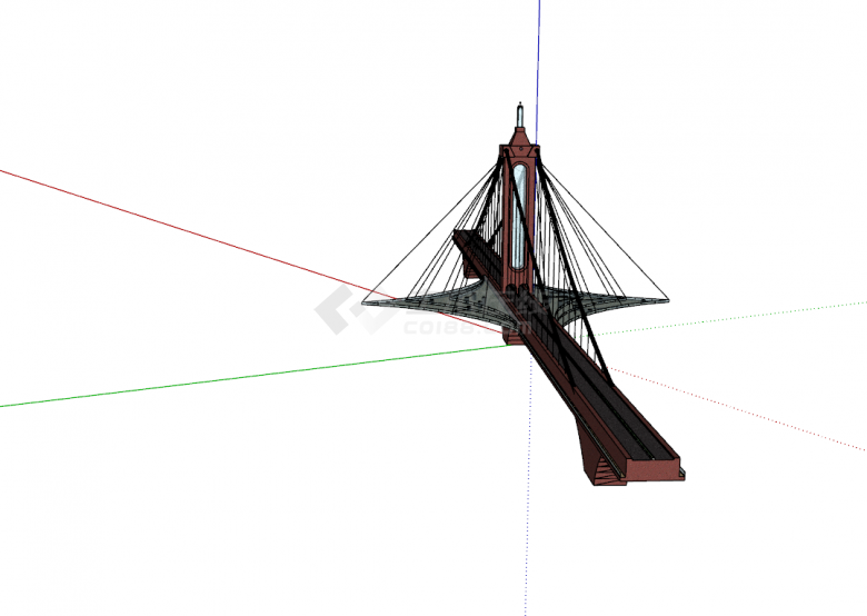 新中式悬索桥SU模型设计-图二