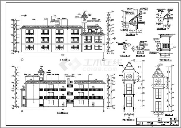 静海园6班3层幼儿园建筑设计施工图-图二