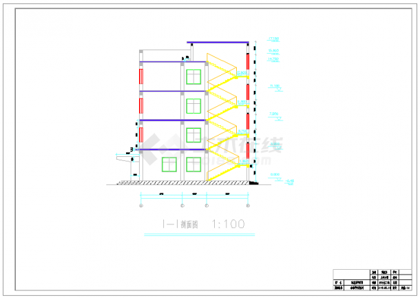 泉州某公司5400平米4层框架结构办公楼建筑+结构设计CAD图纸-图一