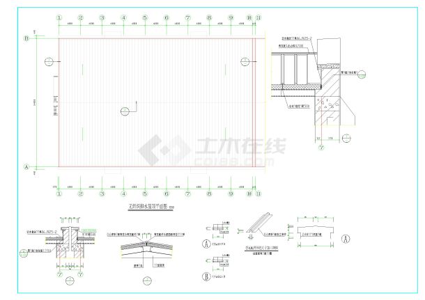 单层粮仓轻钢屋面平房仓建筑设计施工图-图二