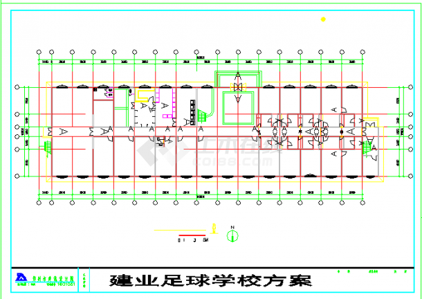 河南建邺足球学校多层框架结构教学楼设计cad全套建施图（含总平面图）-图二