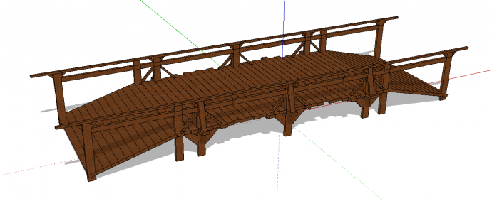 新古典木制宽阔拱桥su模型_图1