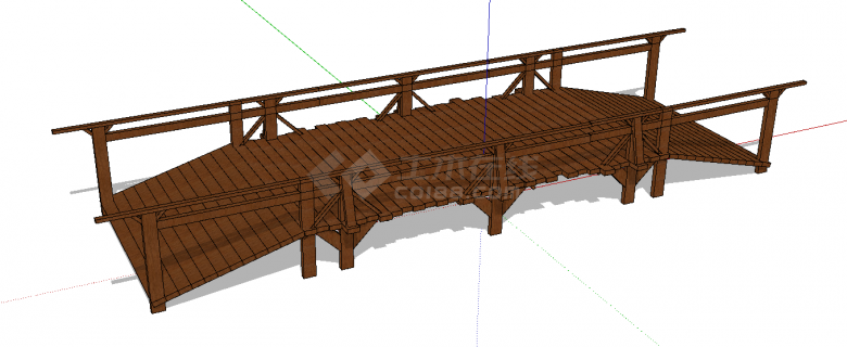 新古典木制宽阔拱桥su模型-图一