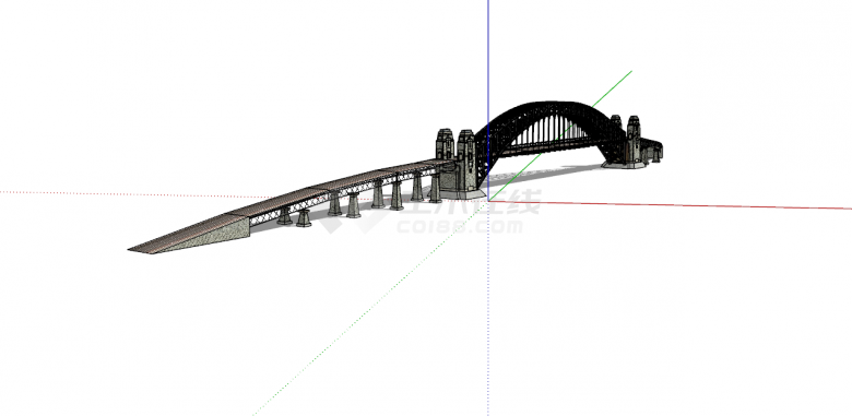 工业风铁拉大桥SU模型设计-图二