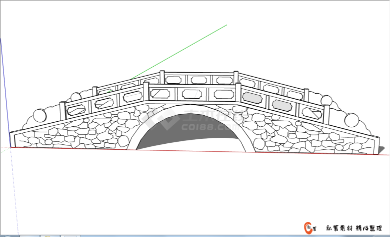 简约景区石拱桥的SU模型-图二