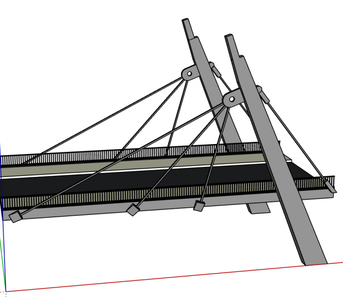 小型一节现代式斜拉桥梁su模型_图1