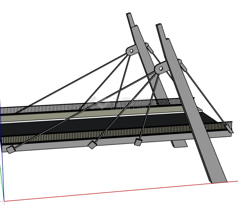 小型一节现代式斜拉桥梁su模型-图一