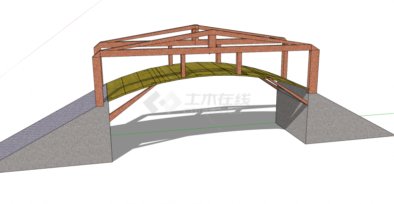 新中式小型景观多材料拱桥su模型-图二