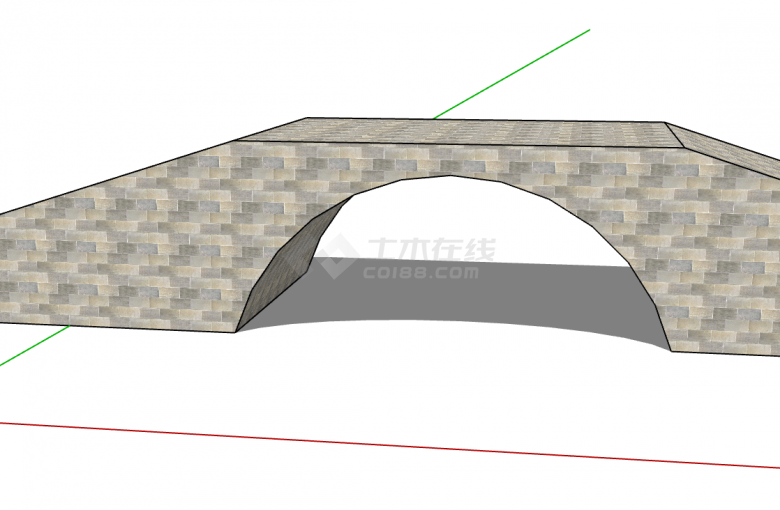 小型简约式石质拱桥su模型-图一