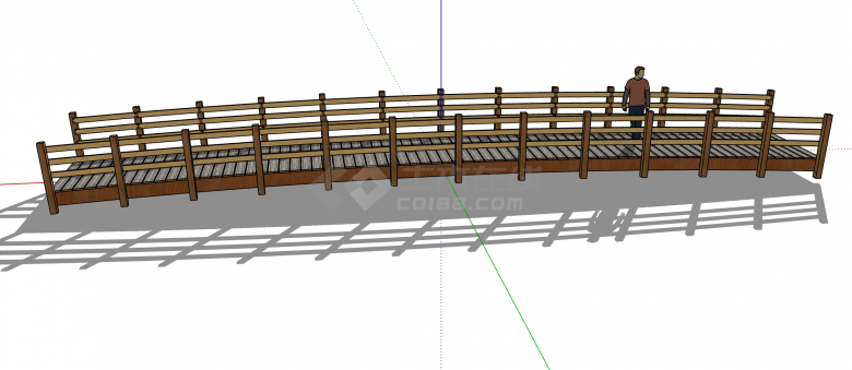 中式风格木制结实桥梁su模型-图一