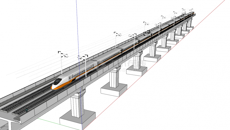 现代化高铁高速通行铁路桥梁su模型-图一