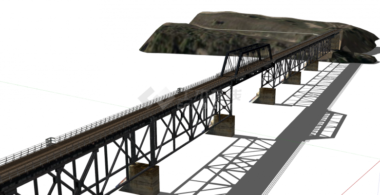 后现代化跨越山体大型铁路桥梁su模型-图一