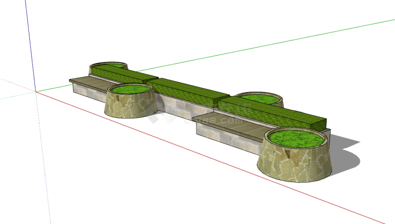 景区方形树池SU模型设计-图二