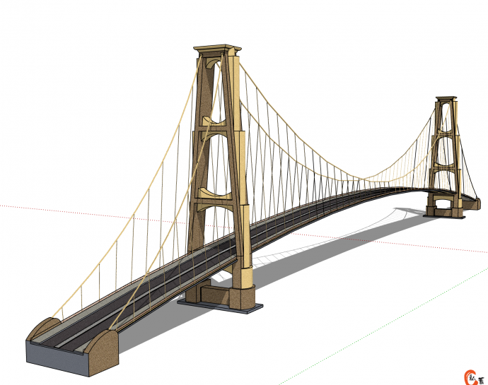 全新现代悬索桥梁su模型_图1