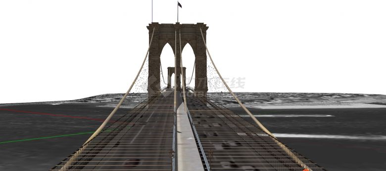 大型海路一体悬索桥 su模型-图二