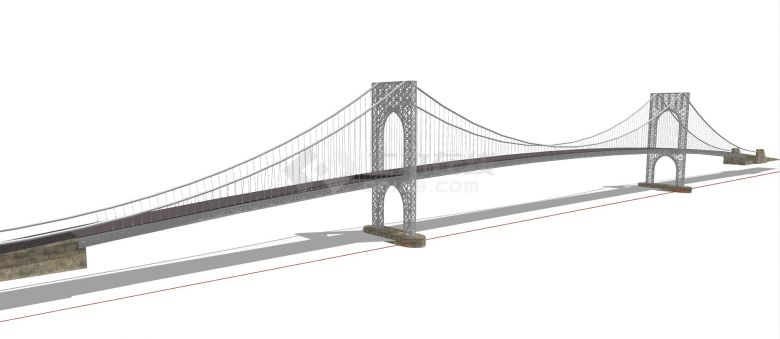 现代简约大型悬索桥su模型-图二