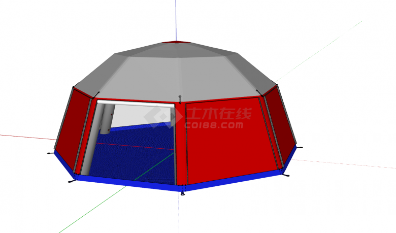 现代中型圆形帐篷su模型-图二