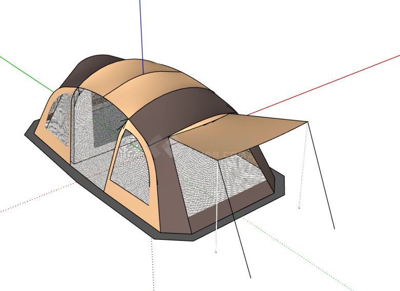 小型四面开门休闲帐篷su模型-图二