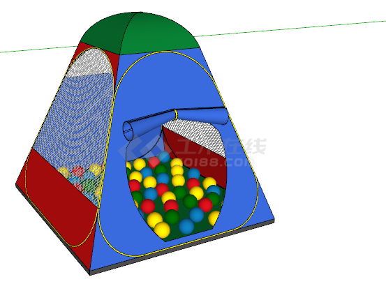 儿童优质户外野营帐篷su模型-图一