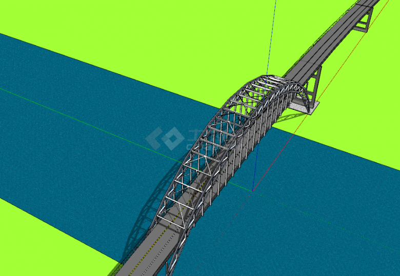 工业风梯形镂空半圆式设计直行高速公路su模型-图一