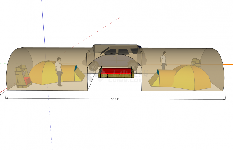 加大版三室SU帐篷模型-图二