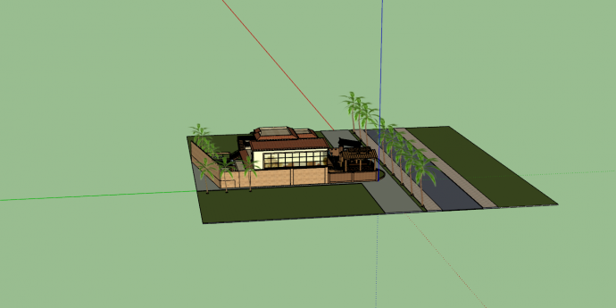日式风格风庭院花园su模型图_图1