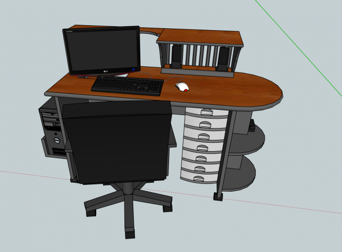 简单办公电脑桌椅su模型_图1