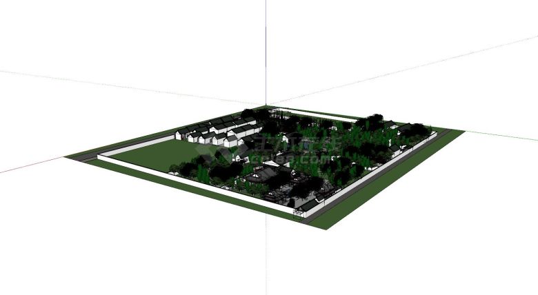 中式四合院建筑风格su模型-图二