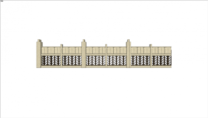 北欧建筑风格欧式围墙su模型_图1