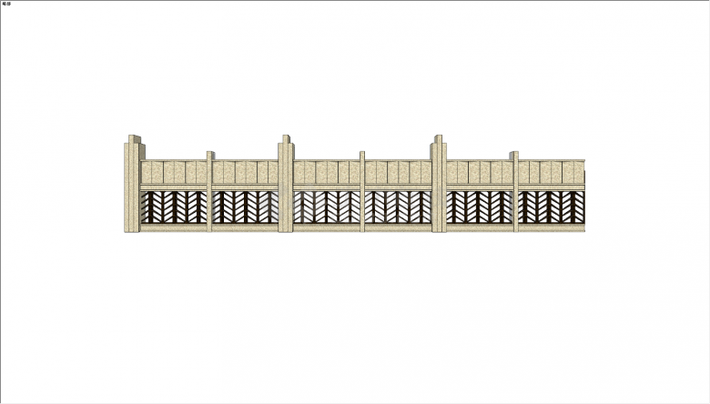 北欧建筑风格欧式围墙su模型-图一