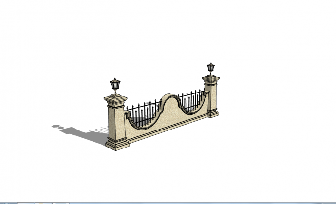 一体式欧式防护围墙的SU模型_图1