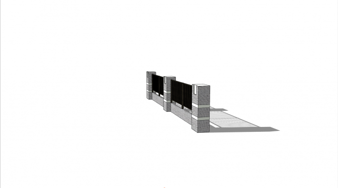 现代化小区外围围墙su模型_图1