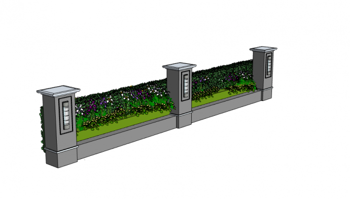 绿色植物现代围墙su模型_图1