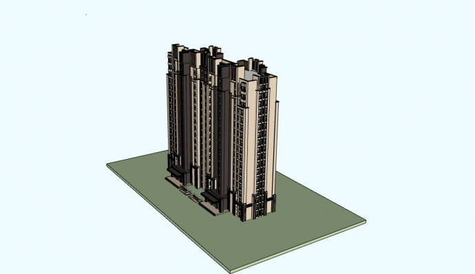 现代高层观景住宅建筑su模型_图1