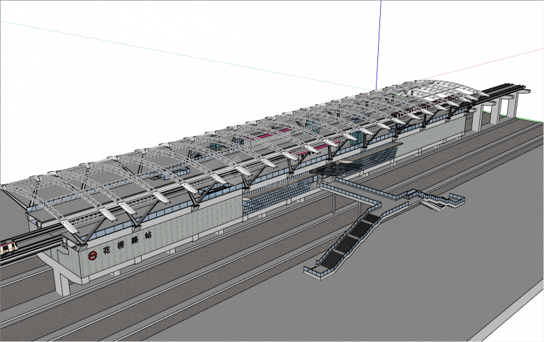 多层现代风格花桥站su模型-图一