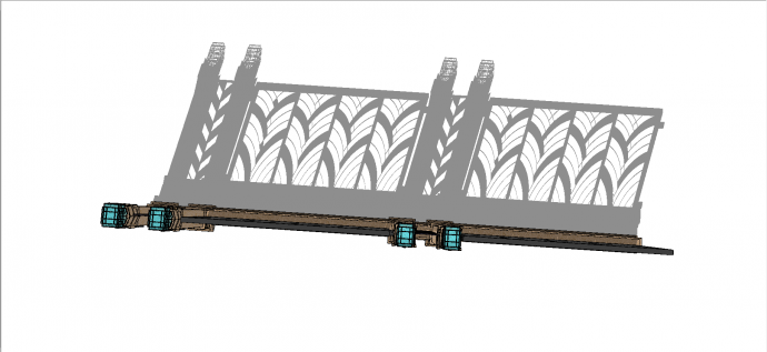 欧式瓷砖柱铁质弧形栏杆围墙su模型_图1