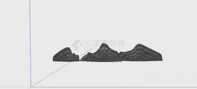 中式黑色简约假山置石su模型-图二